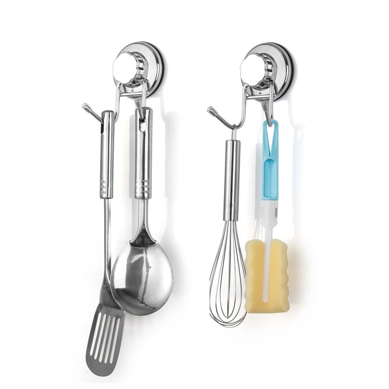 iPEGTOP Strong Suction Cup Hooks Damage Free Stainless Steel Hook for Towel, Robe, Loofah, Bags, Coat, Kitchen Tools and Bathroom Accessories, 2 Pack - Image 3